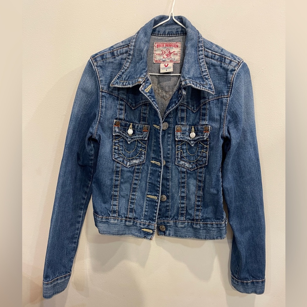 True Religion Jimmy Vintage Distressed Denim Jacket